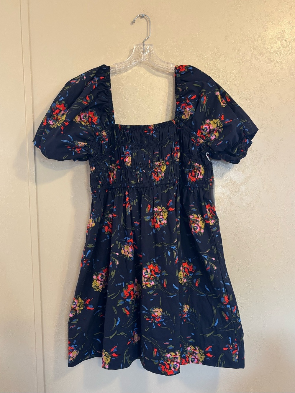 NWT Free Assembly Smocked Cotton Peasant Mini Dress sz XL 16-18